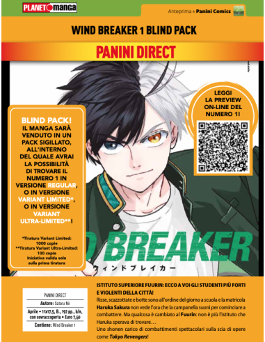 WIND BREAKER 1 - BLIND PACK ( PLANET MANGA )