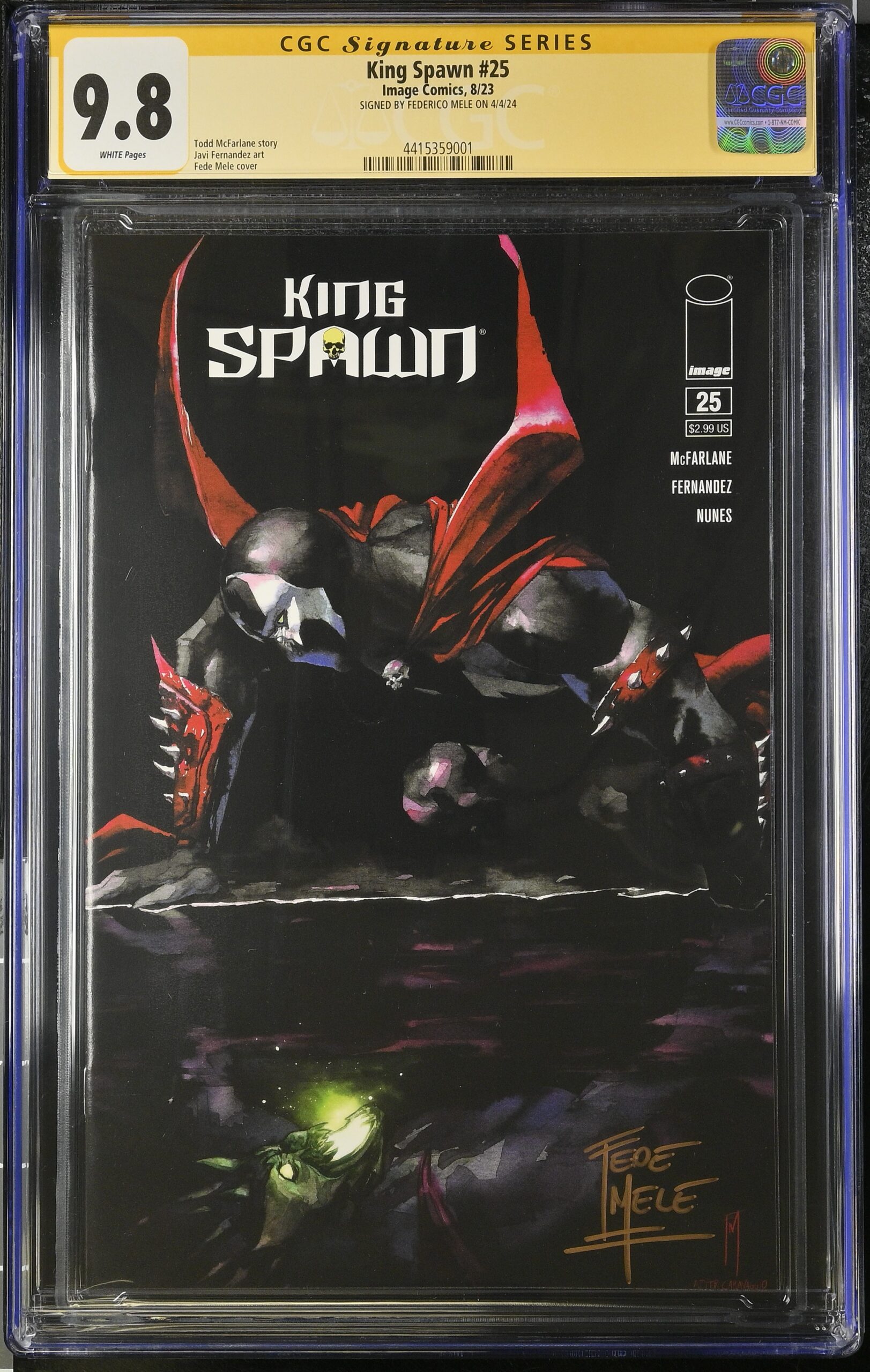 CGC 9.8 KING SPAWN #25 SIGNED FEDERICO MELE